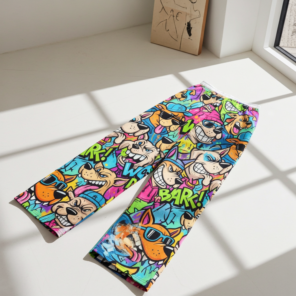 Abstracte Dierenprint Wide-Leg Broek | Unisex Comfort Lounge Fit