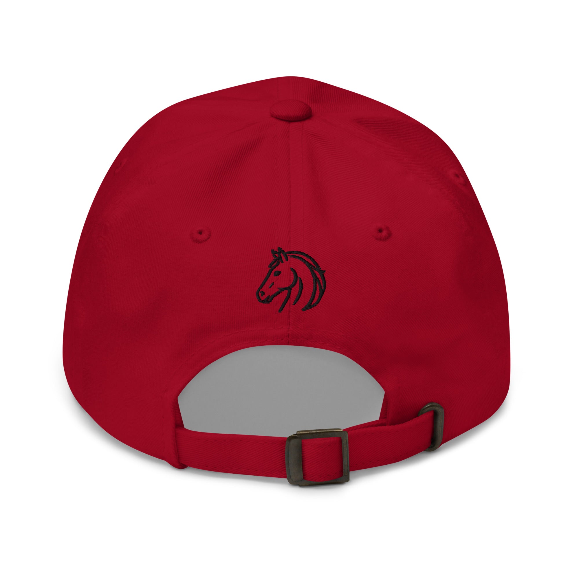 Witte katoenen Dad Cap met verstelbare band en geborduurd minimalistisch paardenlogo