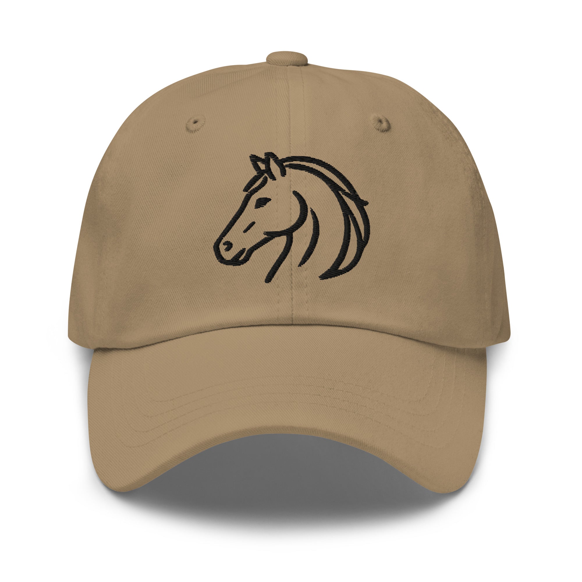 Witte katoenen Dad Cap met minimalistisch geborduurd paardenlogo en verstelbare band.