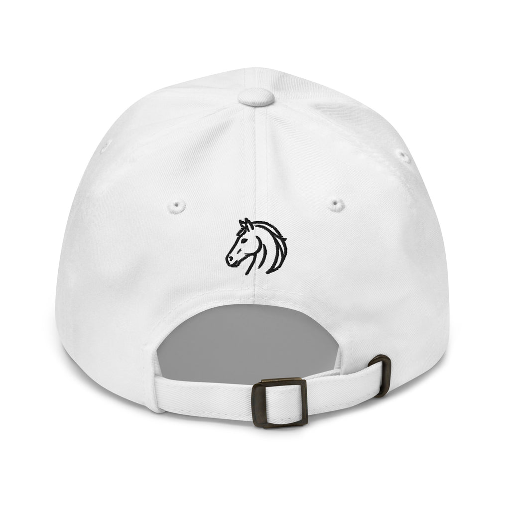 Witte katoenen Dad Cap met minimalistisch paardenlogo en verstelbare band