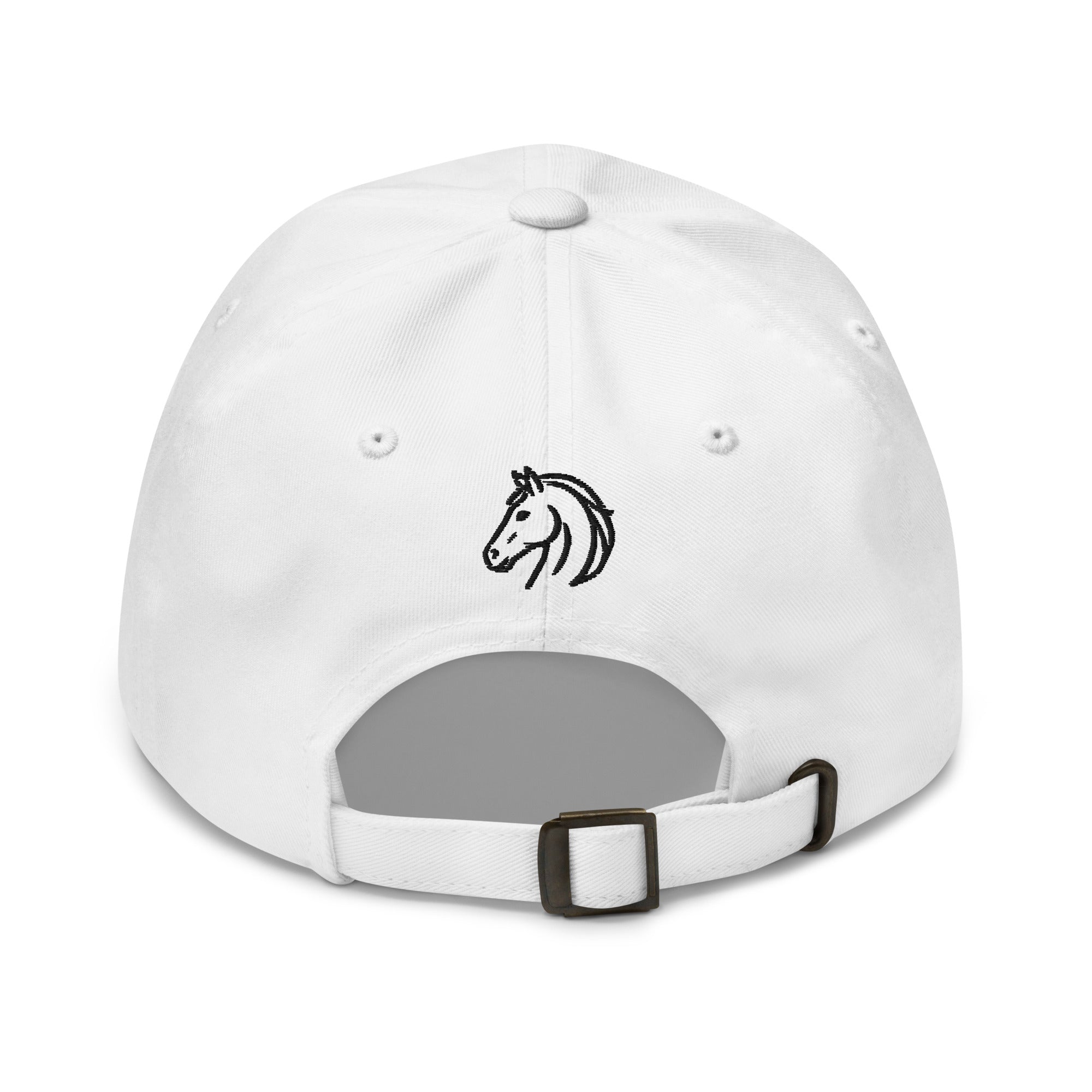 Witte katoenen Dad Cap met minimalistisch paardenlogo en verstelbare band