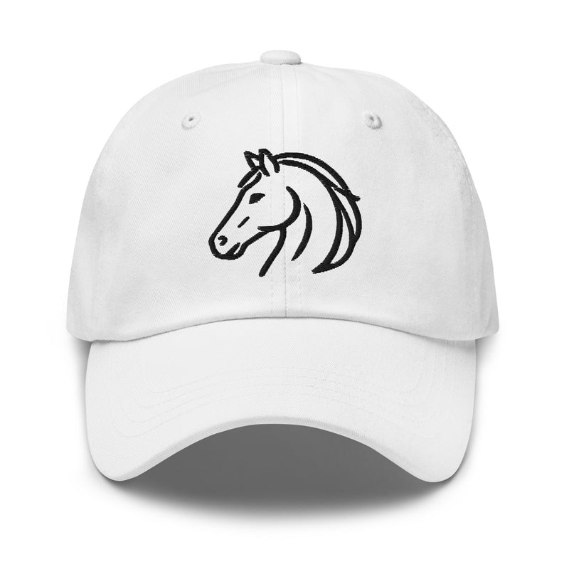Witte Dad Cap met Minimalistisch Paardenlogo – 100% Katoen, Verstelbare Band
