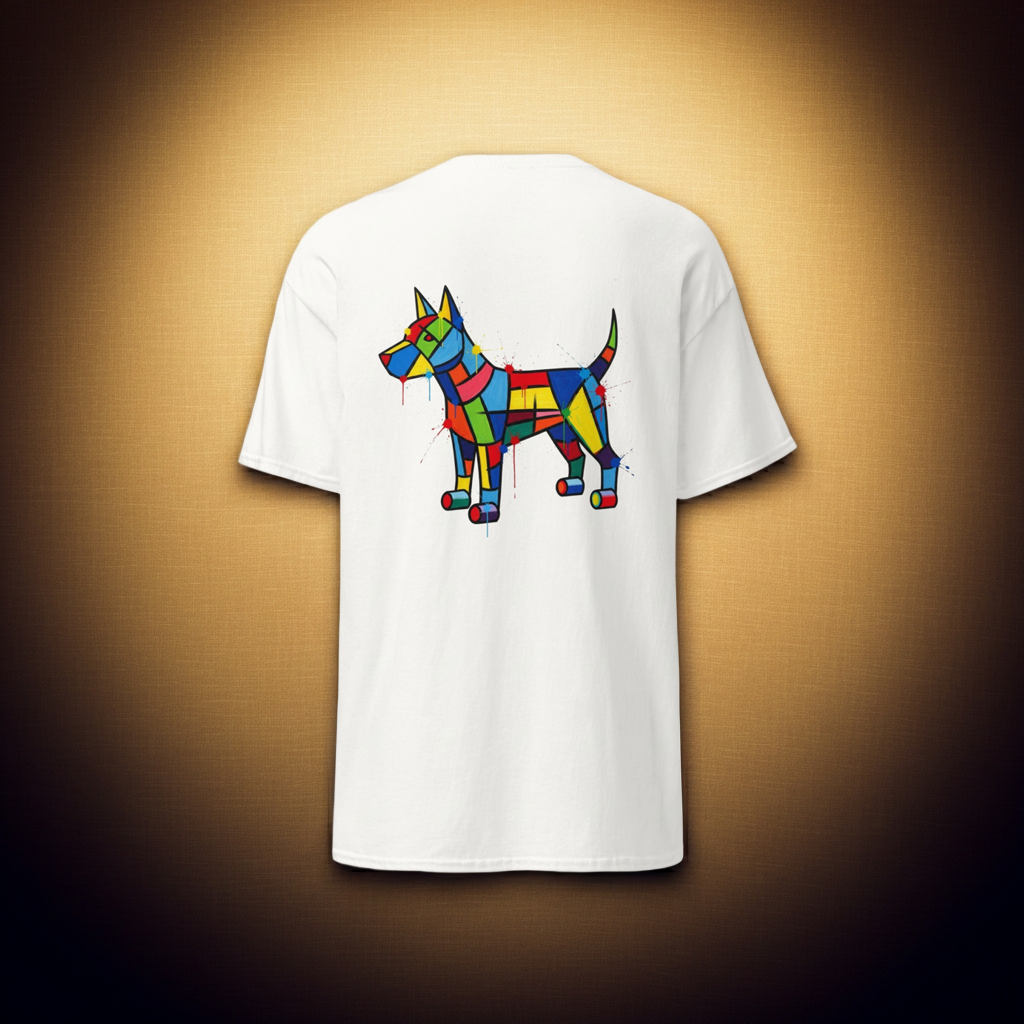 Abstract Honden T-shirt | Levendige 'Chroma Hound' Print Uniseks designpaws