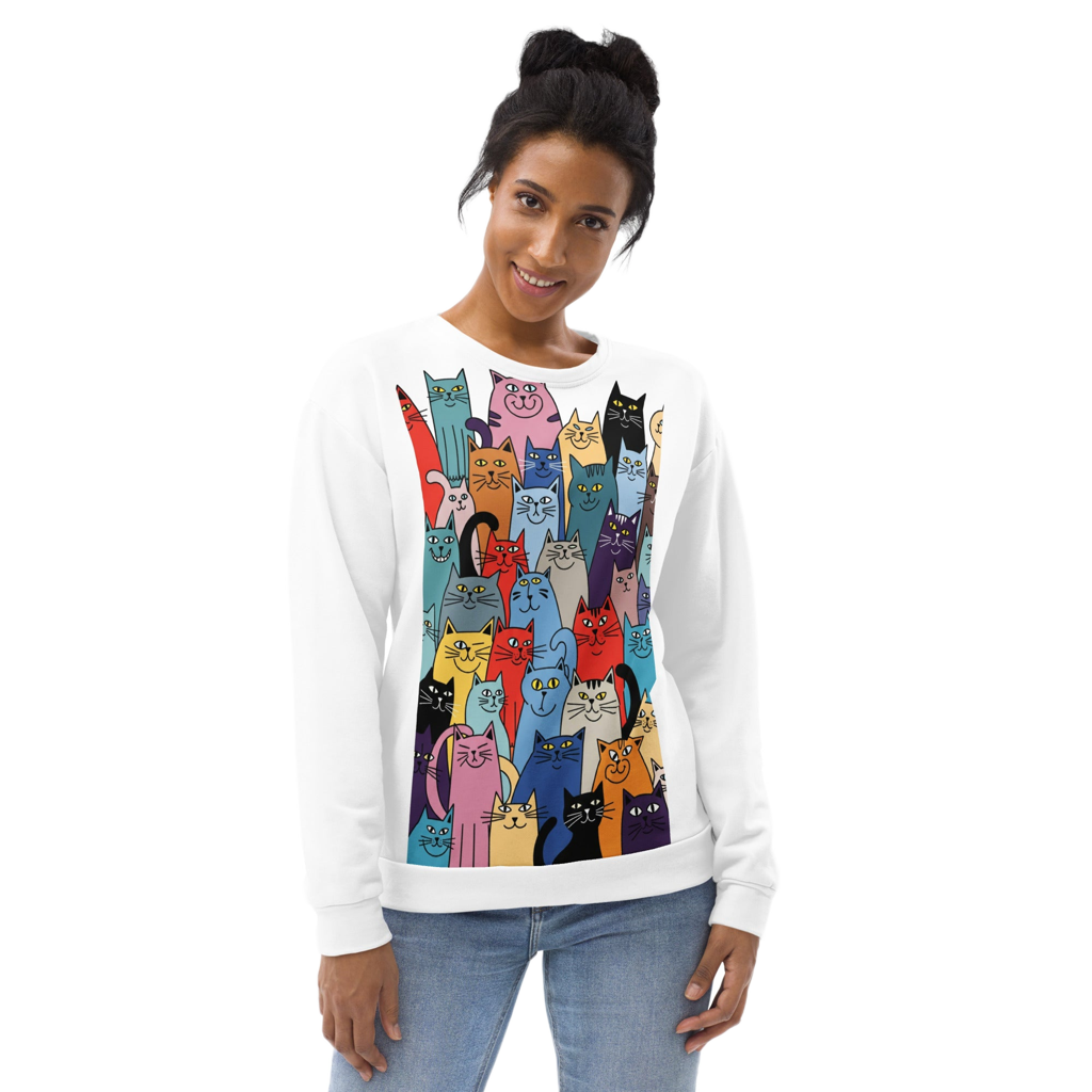 Premium Duurzaam Uniseks Sweatshirt | All-Over Print Collectie Design Paws – onderdeel van Jandk.