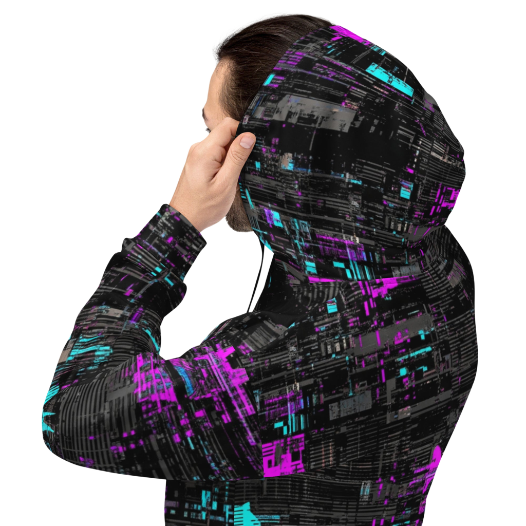 Static Noise | All-Over Print Hoodie – Glitch Camo Design Paws – onderdeel van Jandk.