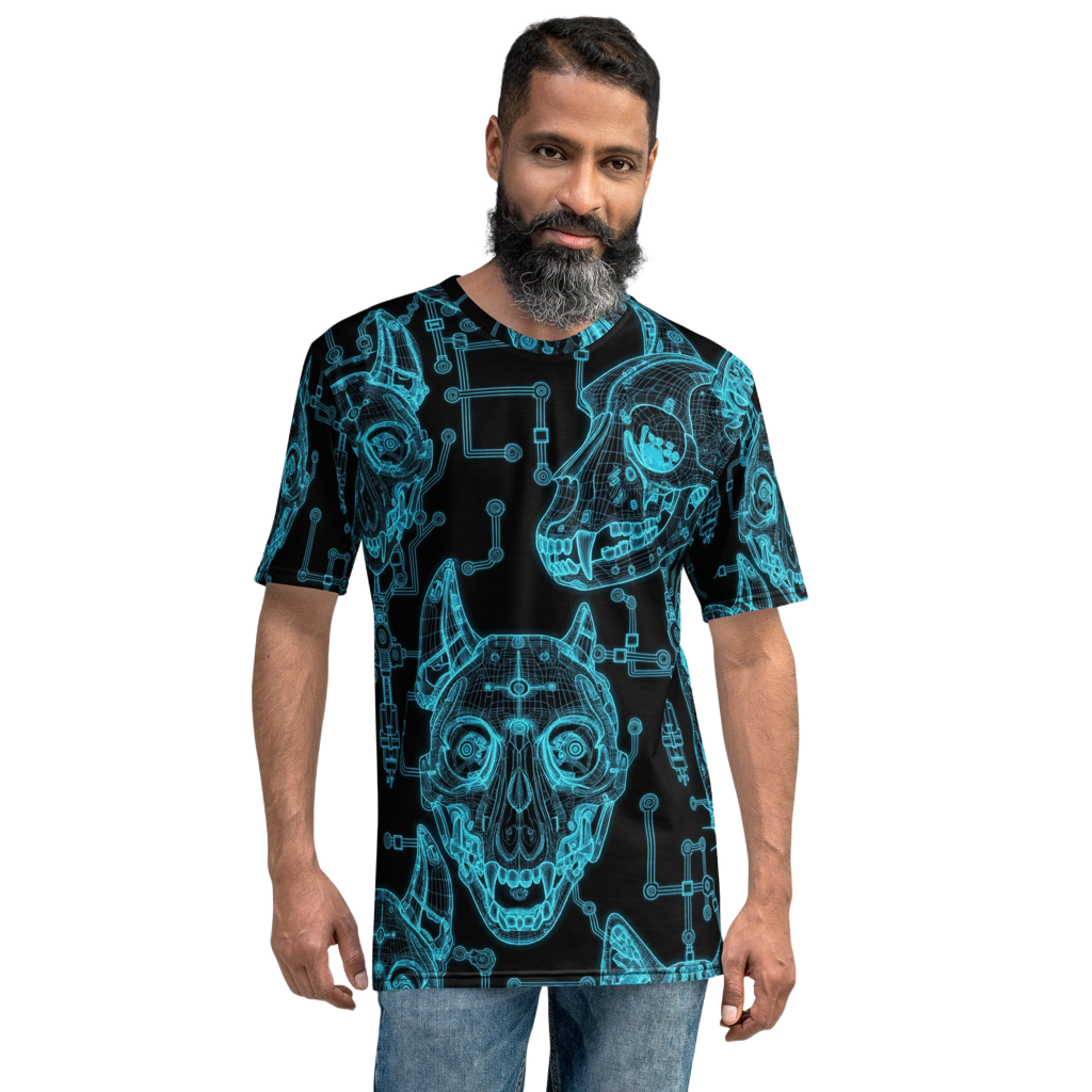 X-RAY SKULLS | All-Over Tech Tee – Blueprint Edition Design Paws – onderdeel van Jandk.