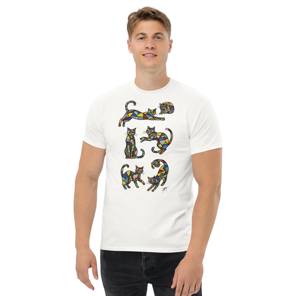 T-Shirt "Geslepen Katten" | Abstract Cats Collection Design Paws – onderdeel van Jandk.