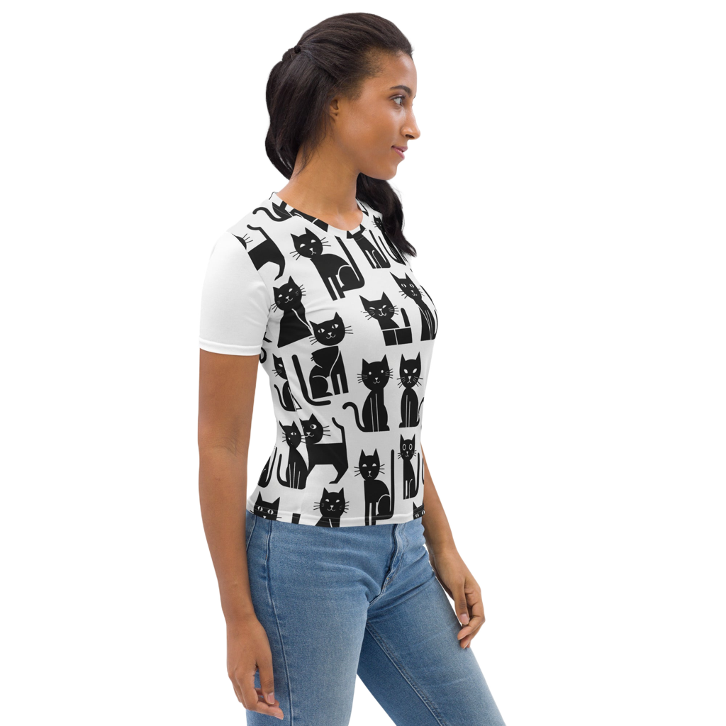 T-Shirt "Abstracte Black Cats" | Abstract Cats Collection Design Paws – onderdeel van Jandk.