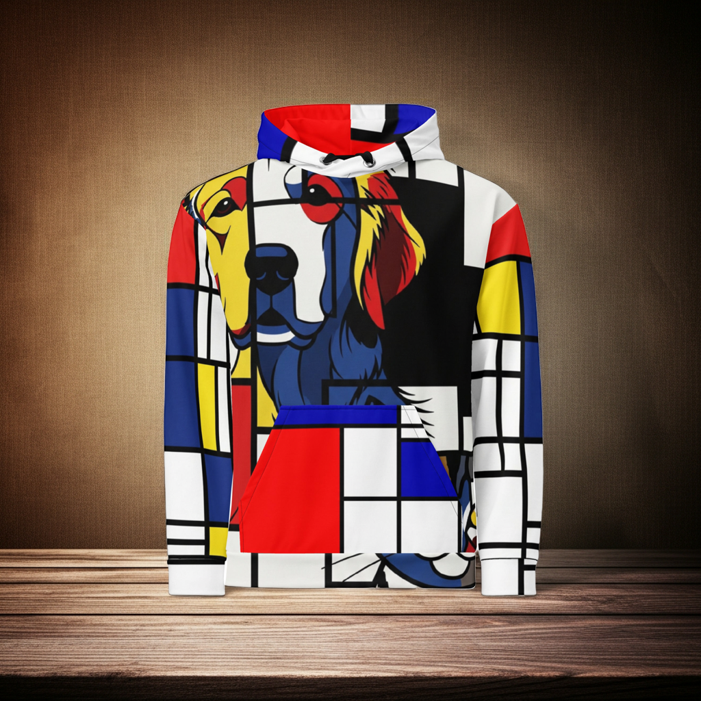 Abstracte Hoodie | Unieke Hondriaan Print & Geborstelde Fleece - Unisex Design Paws – onderdeel van Jandk.