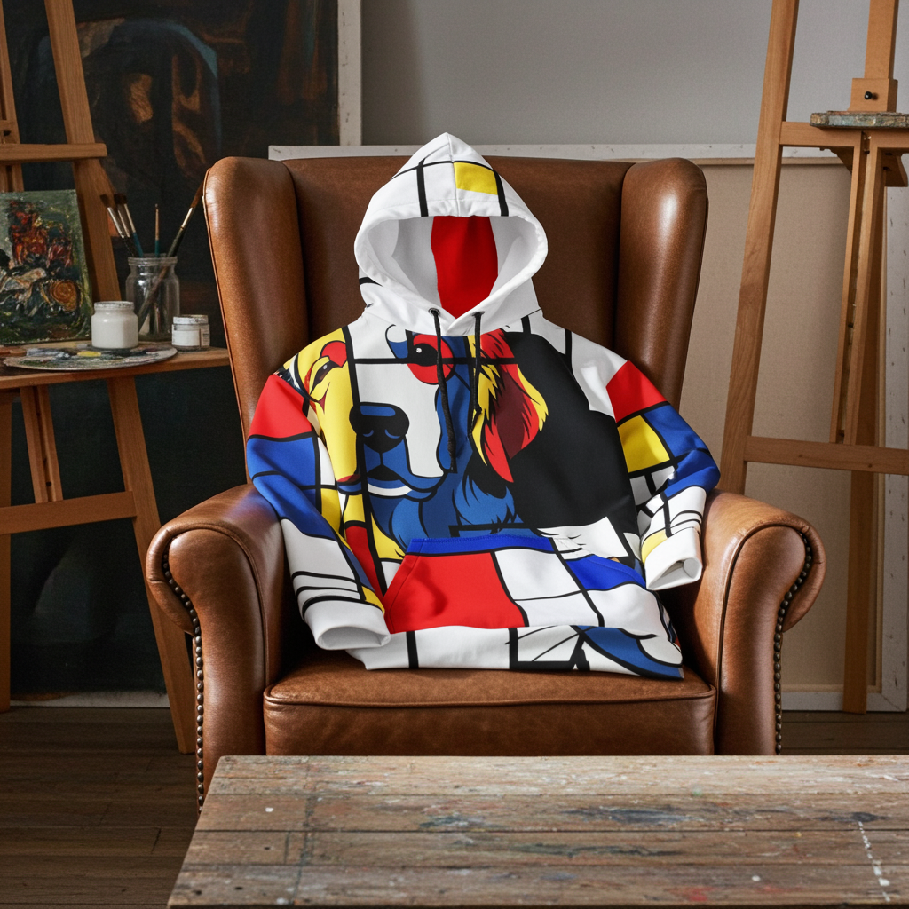 Abstracte Hoodie | Unieke Hondriaan Print & Geborstelde Fleece - Unisex Design Paws – onderdeel van Jandk.