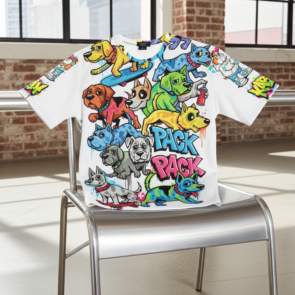 Luxe Heren T-shirt | Duurzame Superzachte Jersey - Vibrant Collectie Design Paws – onderdeel van Jandk.