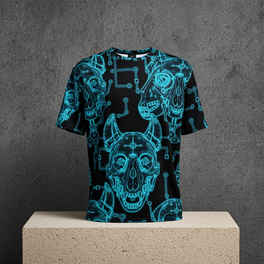 X-RAY SKULLS | All-Over Tech Tee – Blueprint Edition