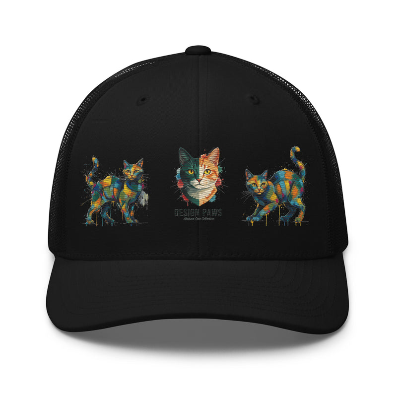 Abstracte Katten Trucker Cap | Mozaïek Art Print & Retro Stijl – Abstract Cats Collectie