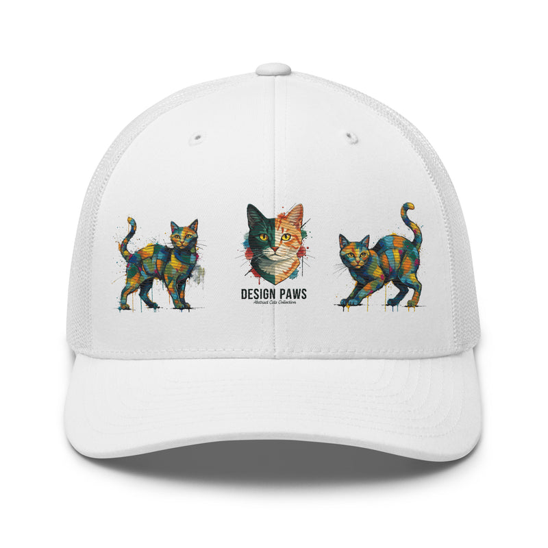 Abstracte Katten Trucker Cap | Mozaïek Art Print & Retro Stijl – Abstract Cats Collectie