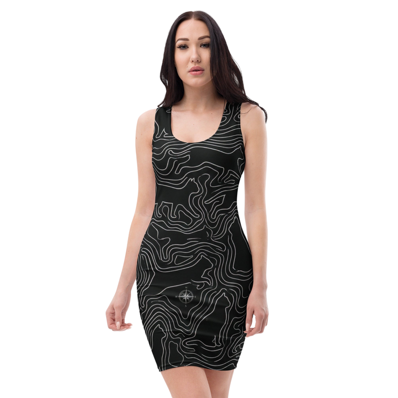 The Night Walker | Topographic Cat Bodycon Dress