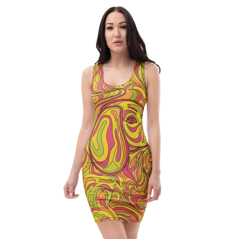 Swirl Bodycon Jurk | Levendige Abstracte Print - Cut & Sew Stijl