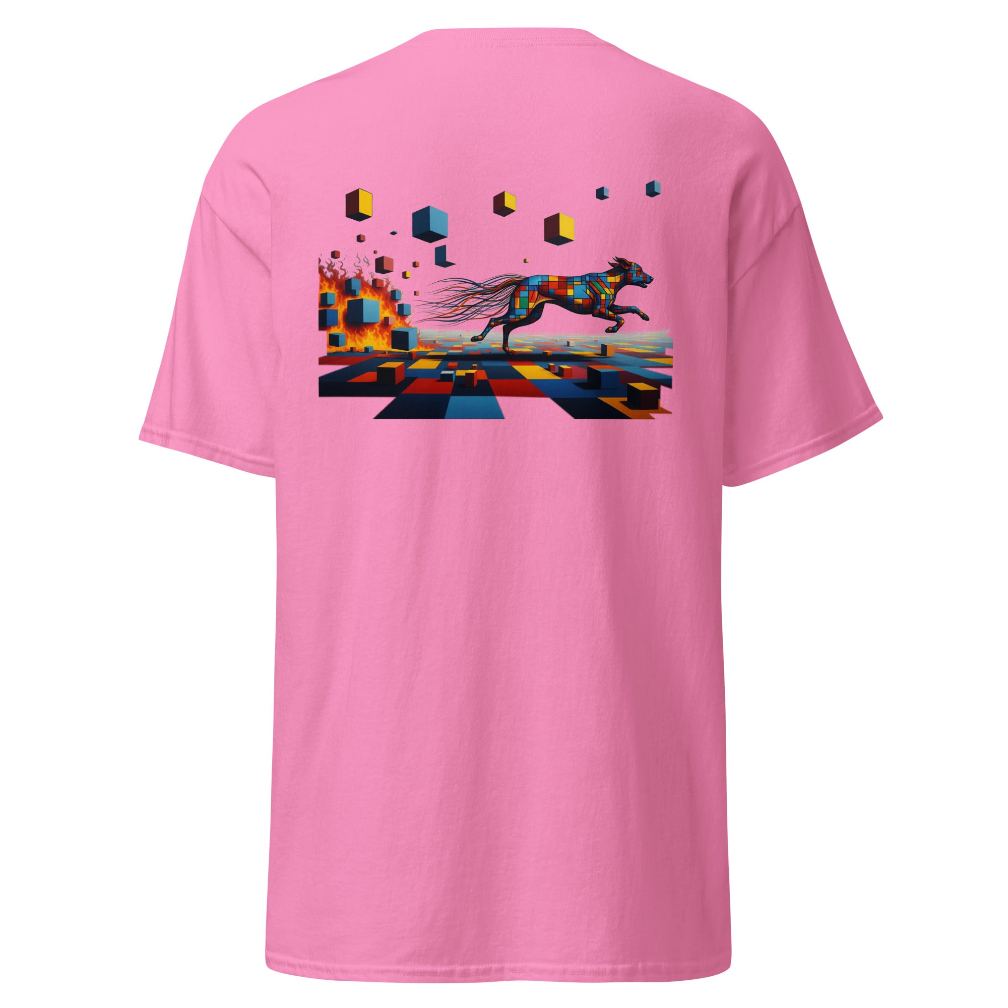 Unisex T-shirt met Pixel Burnout honden print