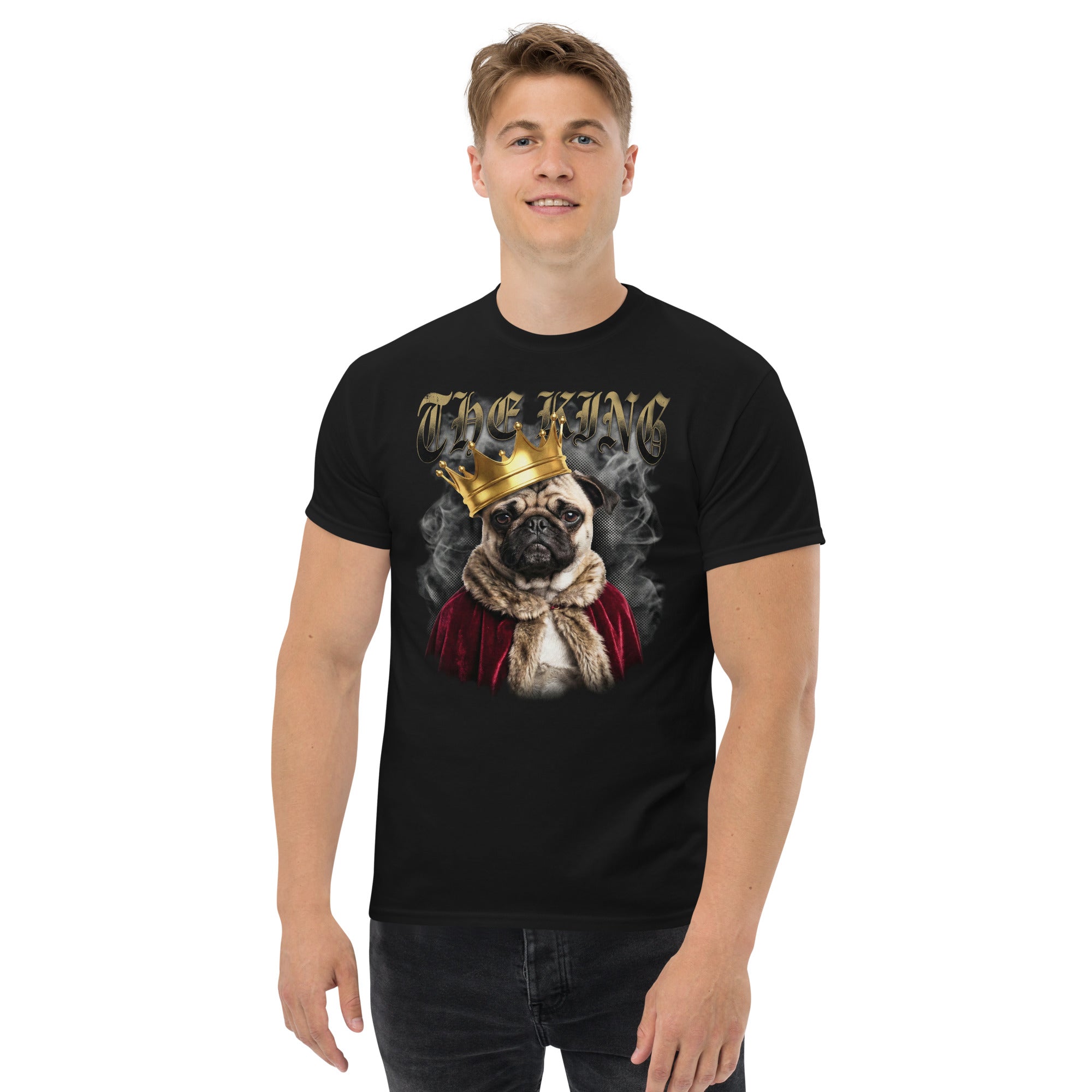 Vintage Pug 'The King' T-shirt, heavyweight katoen