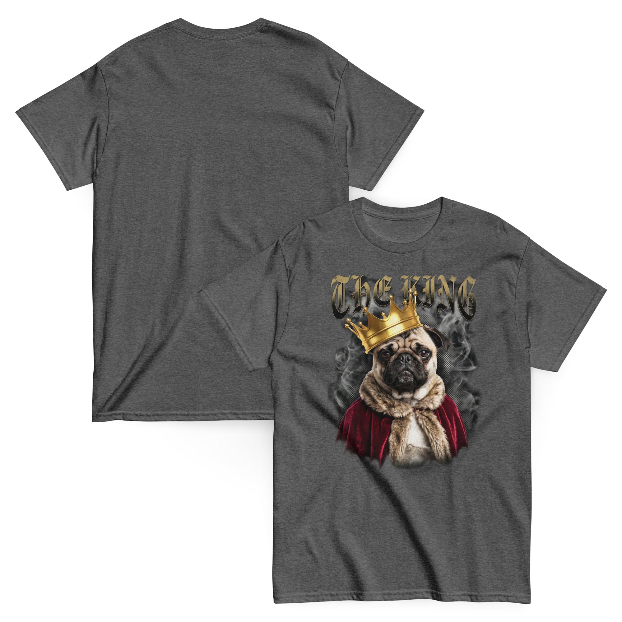 Heavyweight vintage T-shirt met 'The King' Pug design