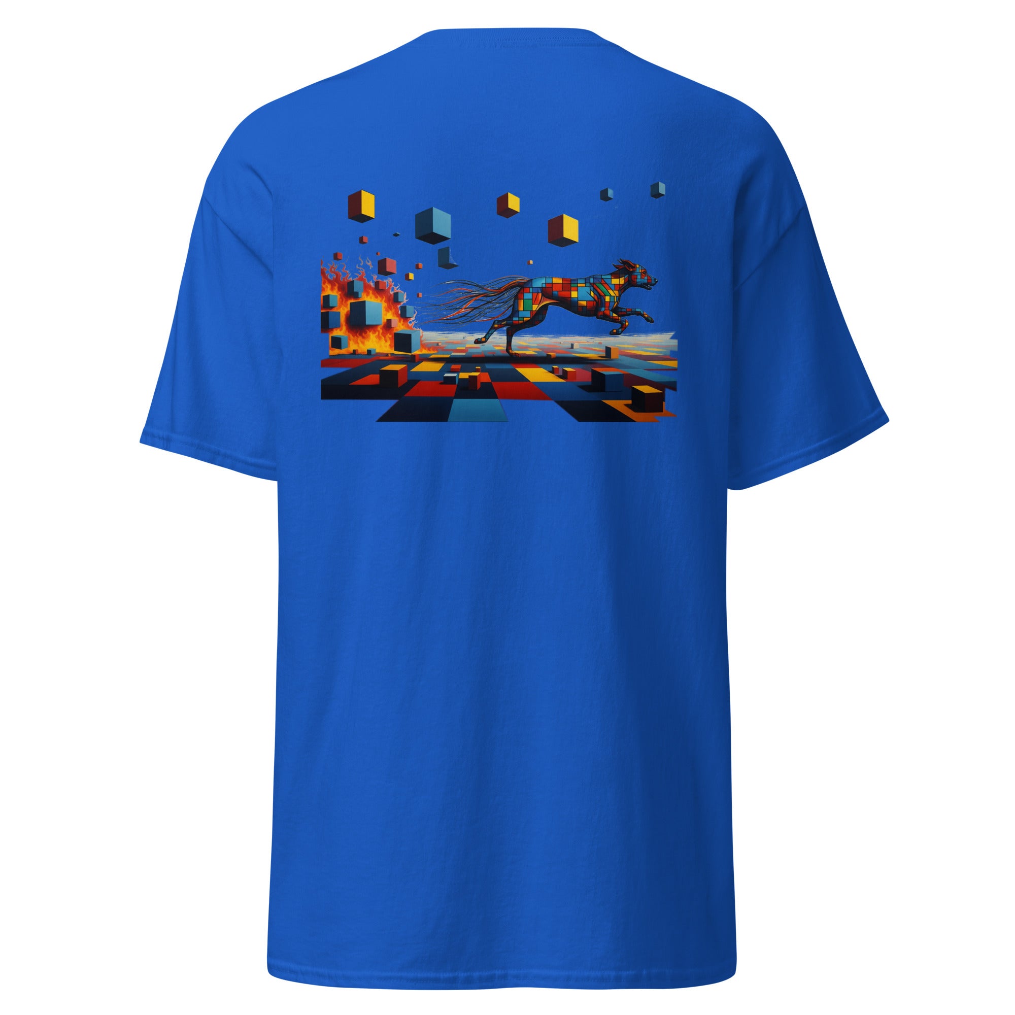 Grafisch T-shirt unisex met Pixel Burnout hondenprint