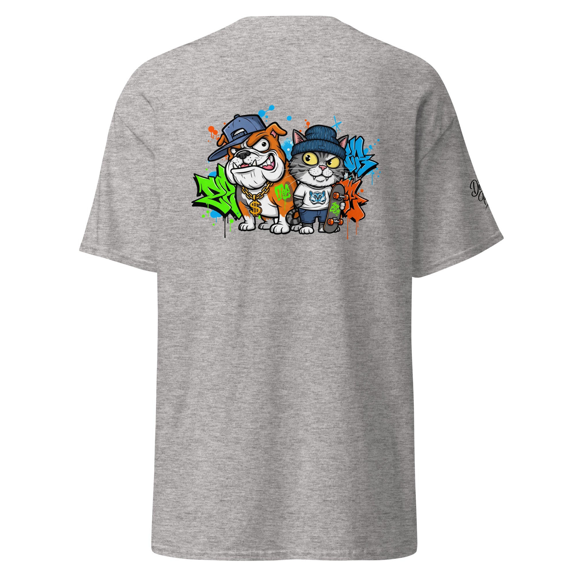 Zwaar unisex T-shirt met abstracte dieren graffiti print