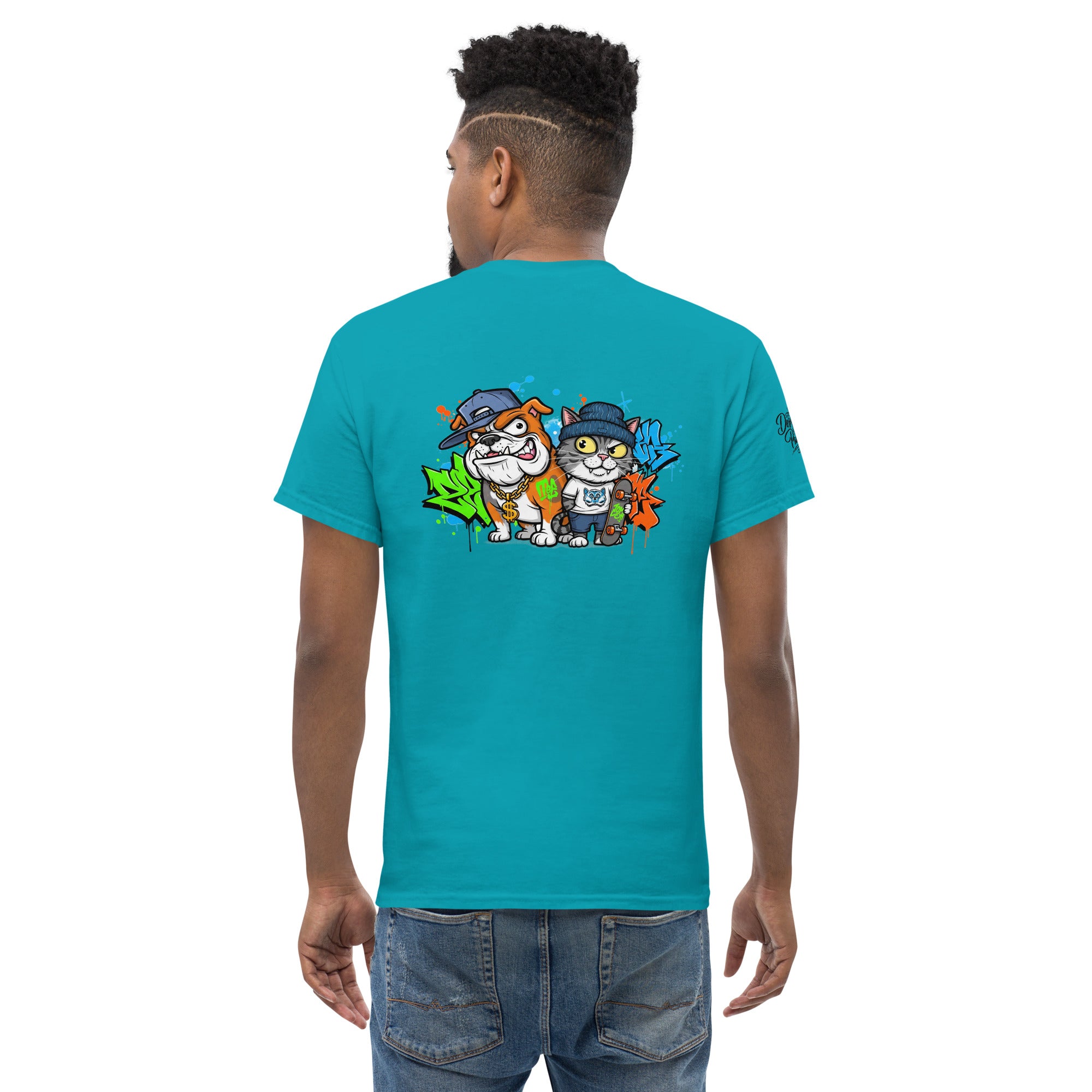 Zwaar Unisex Graffiti T-shirt met abstracte dierenprint, structured fit katoen.