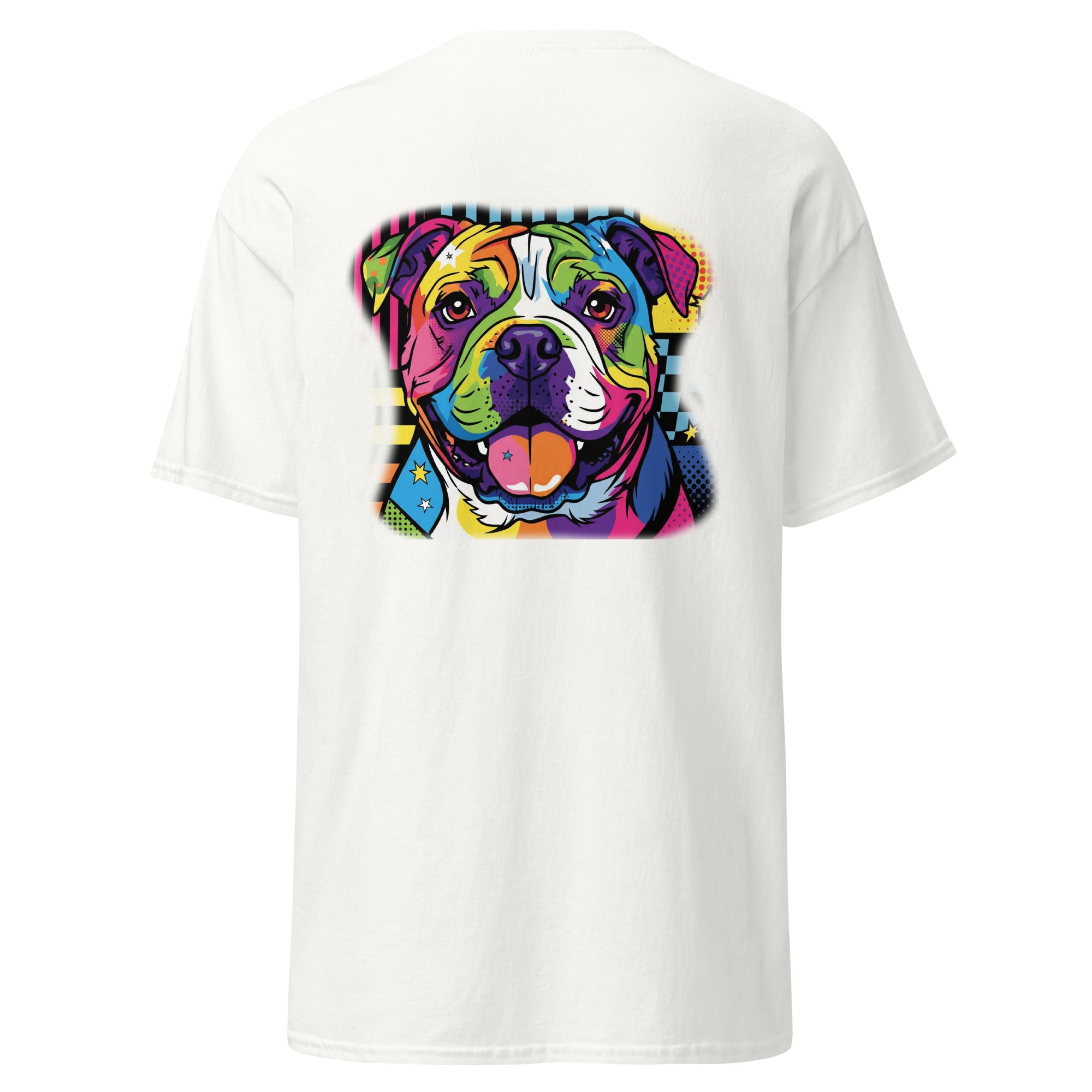 Bulldog print heren T-shirt, gestructureerd katoen. Streetwear.