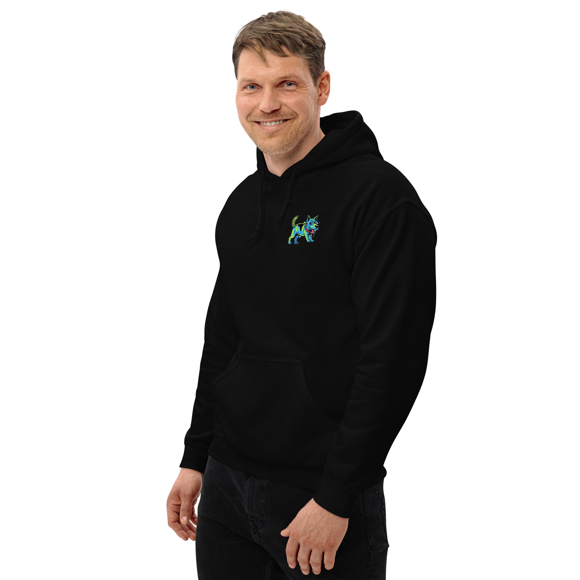 Cartoon hondenprint unisex hoodie, Pixar stijl grafisch
