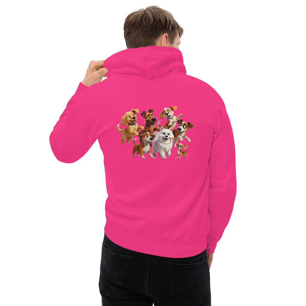 Unisex hoodie met levendige cartoon hondenprint in Pixar-stijl