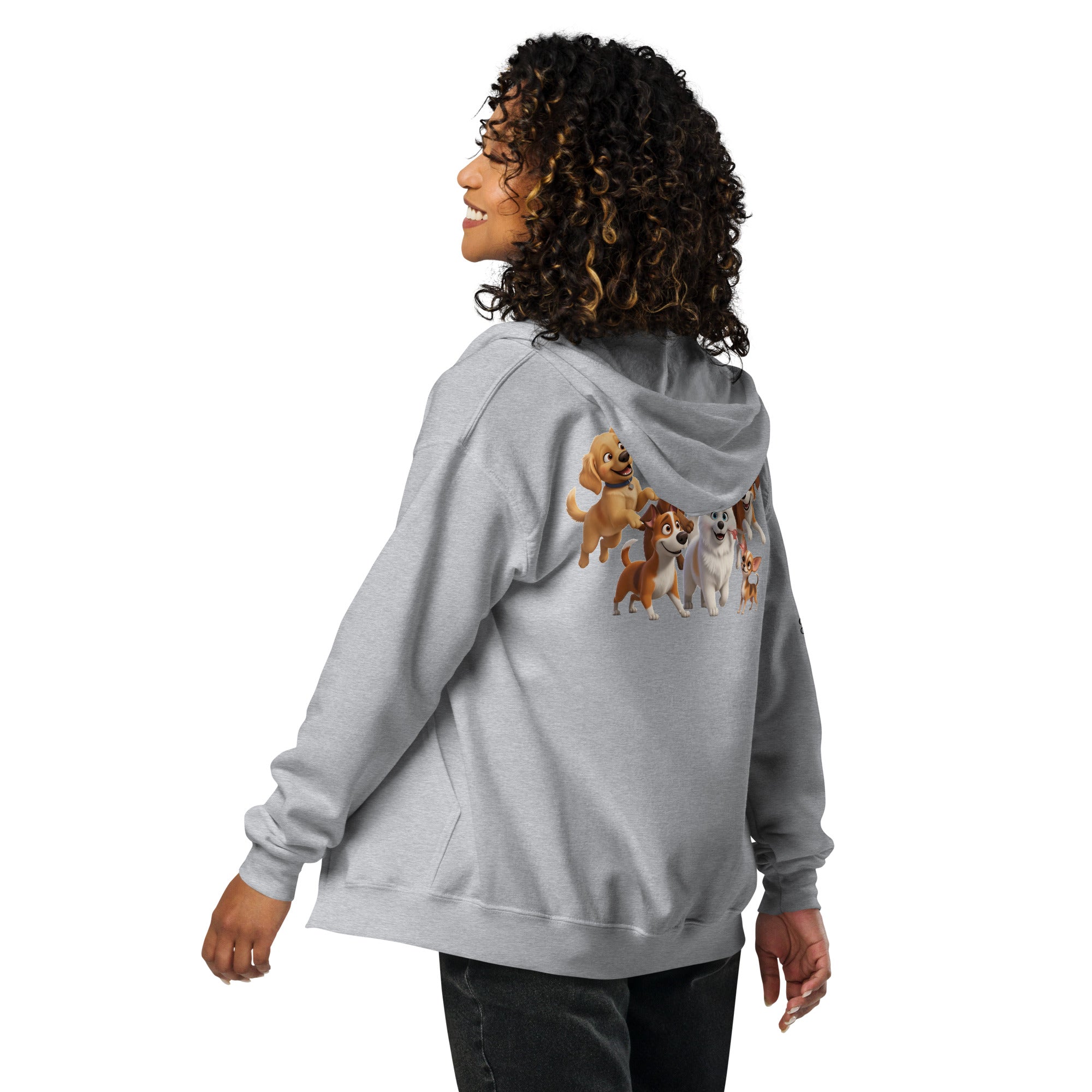 Abstracte Honden Graffiti Hoodie met rits.