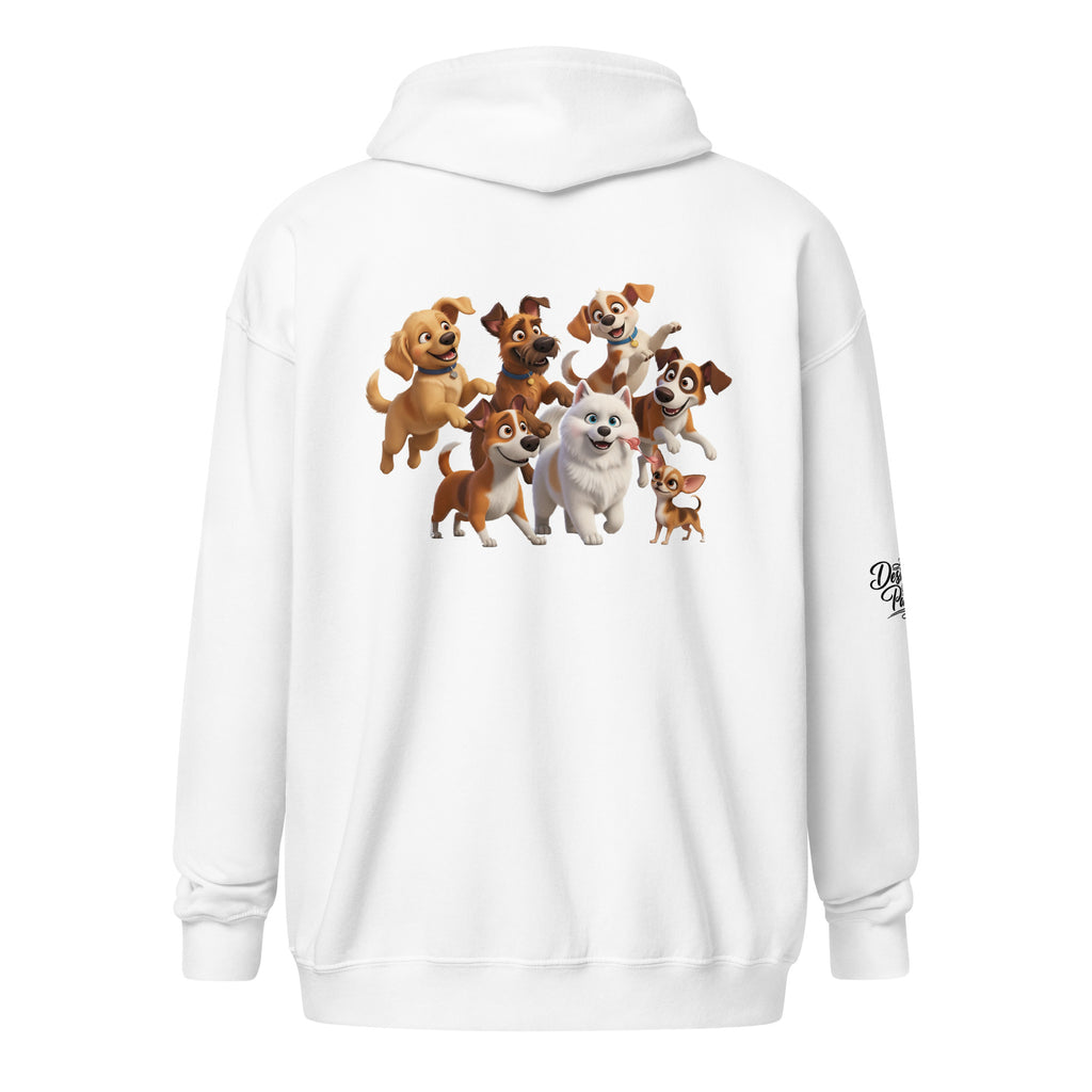 Abstracte Honden Graffiti Rits Hoodie. Heavy Blend.