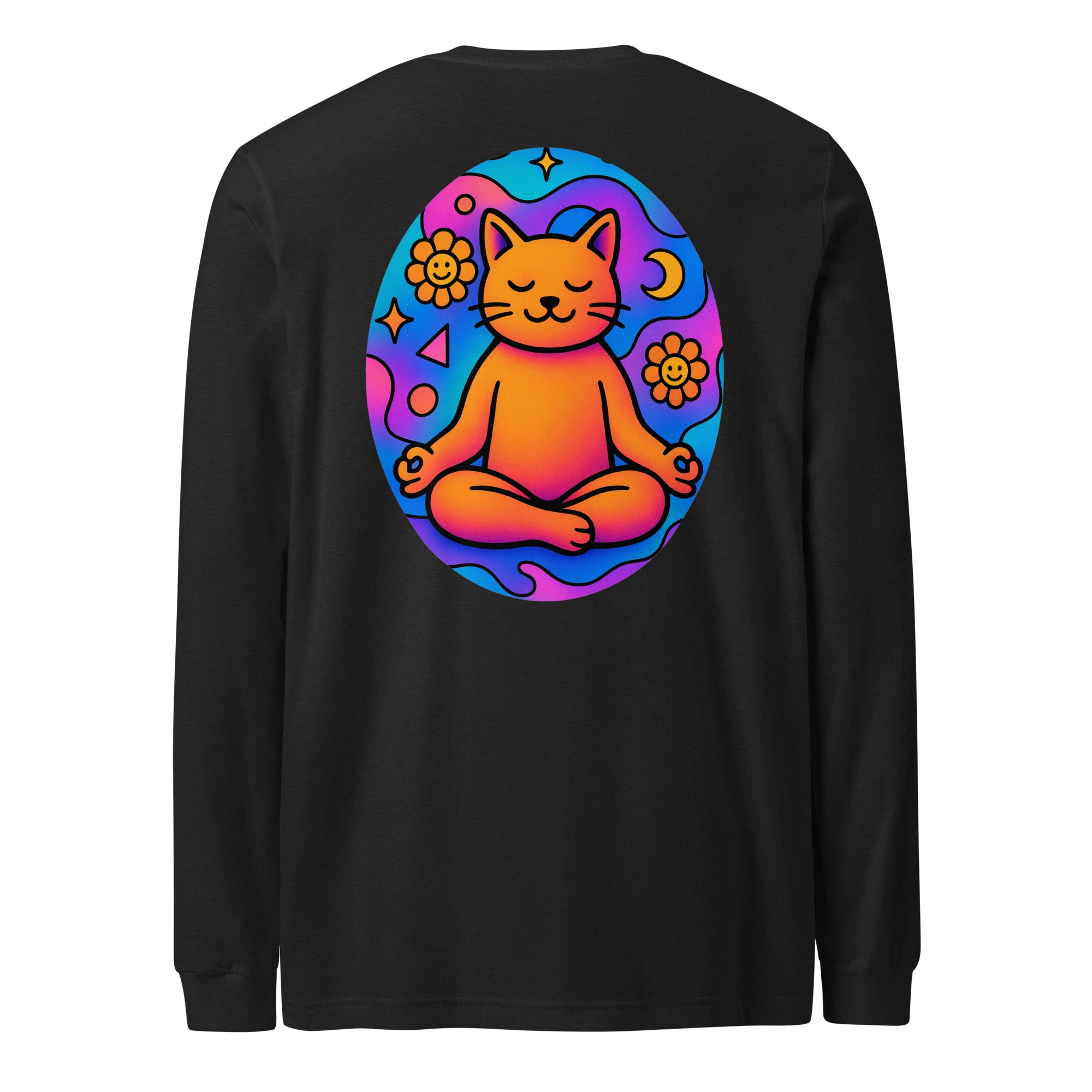 Lang mouw uniseks T-shirt met opvallende katten print