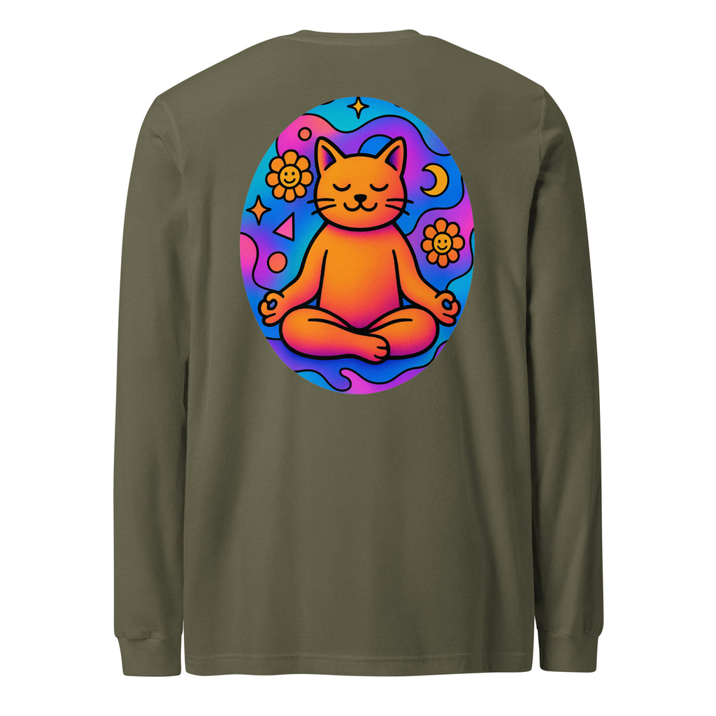 Uniseks T-shirt met lange mouwen en katten print.