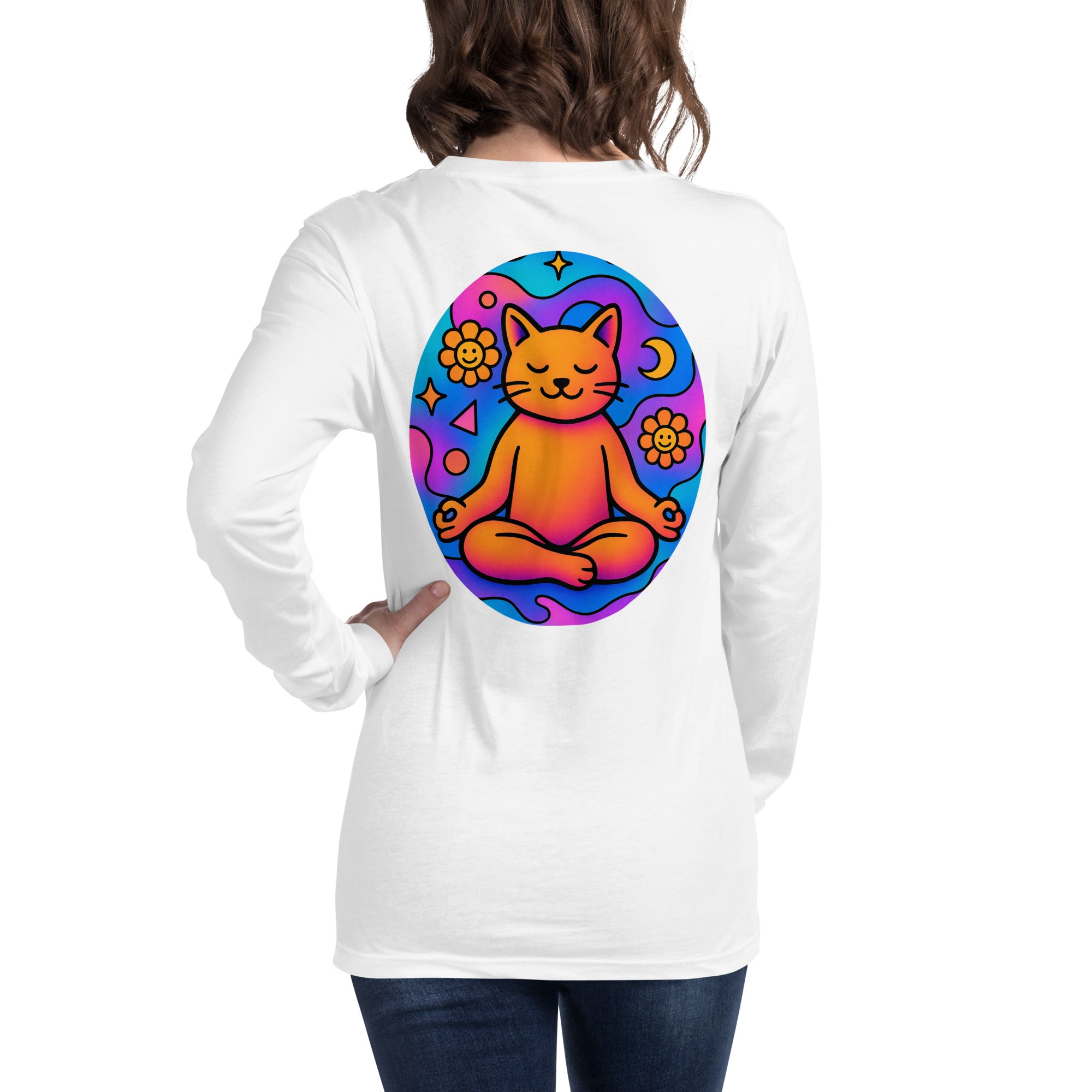 Unisex lange mouwen shirt met kattenprint