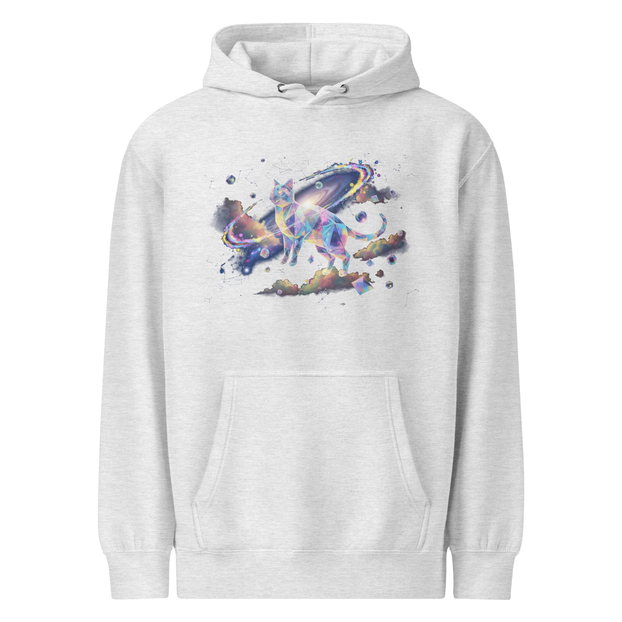 Premium Katten Hoodie Zero Gravity Cat Unisex Comfort in blauw met opdruk van een astronaut kat