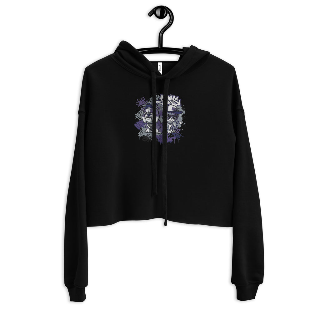 Cropped hoodie dames, trendy streetwear sweater in grijs