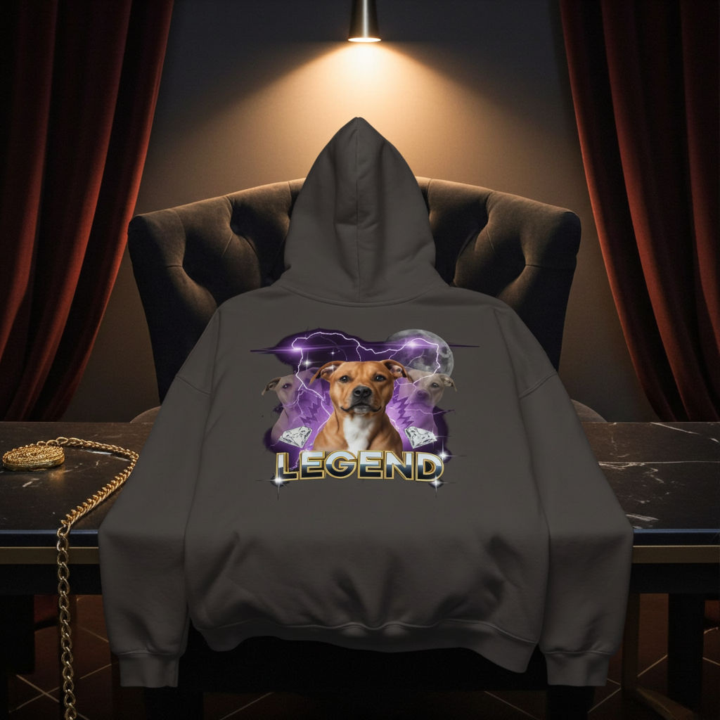 The Legend | Vintage Wash Hoodie – Staffy Edition Design Paws – onderdeel van Jandk.