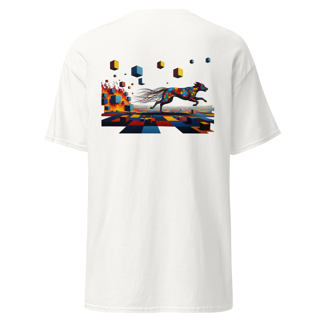 T-shirt Unisex | Pixel Burnout honden Print Design Paws – onderdeel van Jandk.
