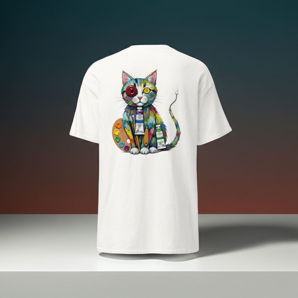 Abstract Katten T-shirt | Artisan Feline Grafische Print Unisex designpaws