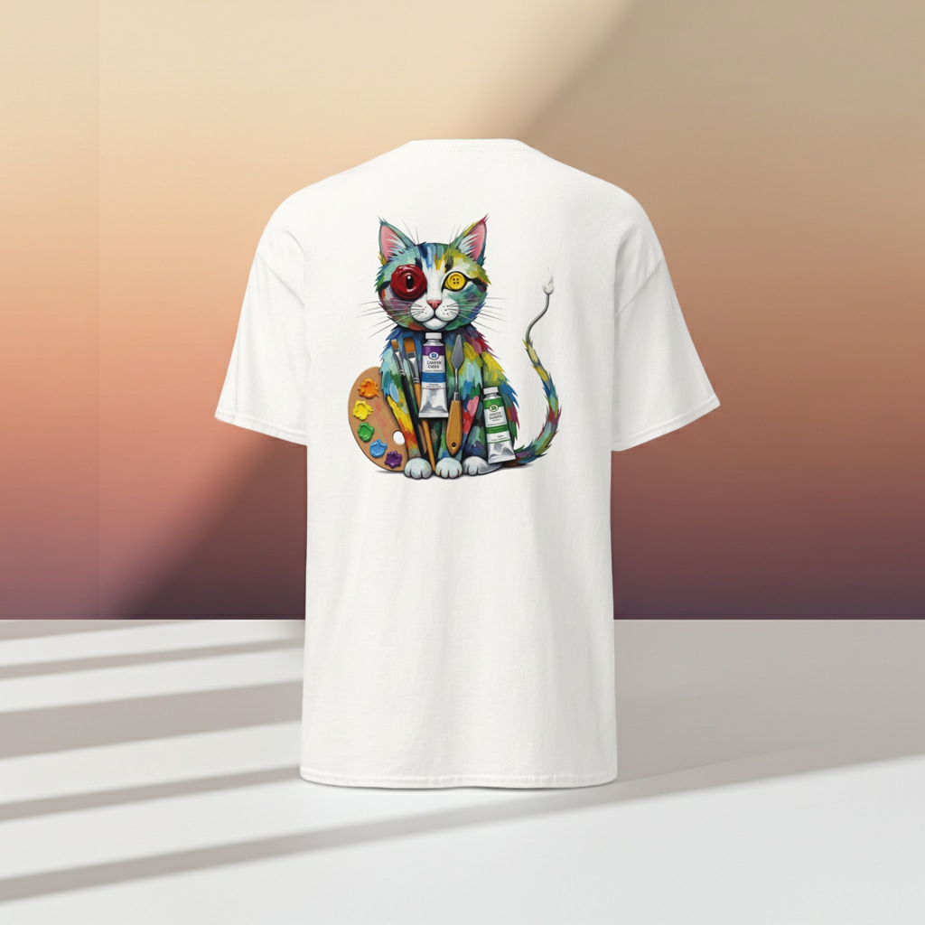 Abstract Katten T-shirt | Artisan Feline Grafische Print Unisex designpaws